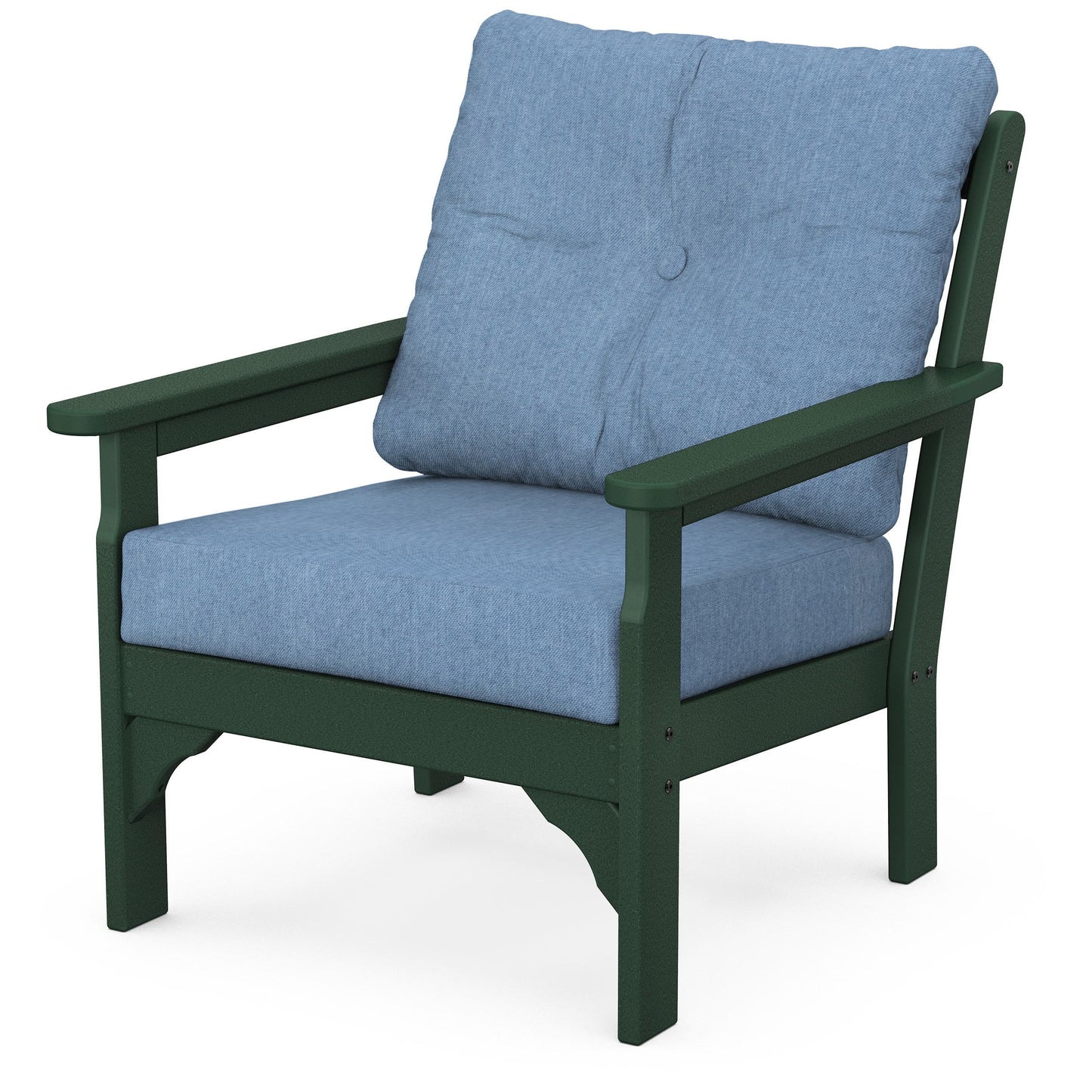 Vineyard Deep Seating Chair Green Frame Sky Blue Cushions, image 61
