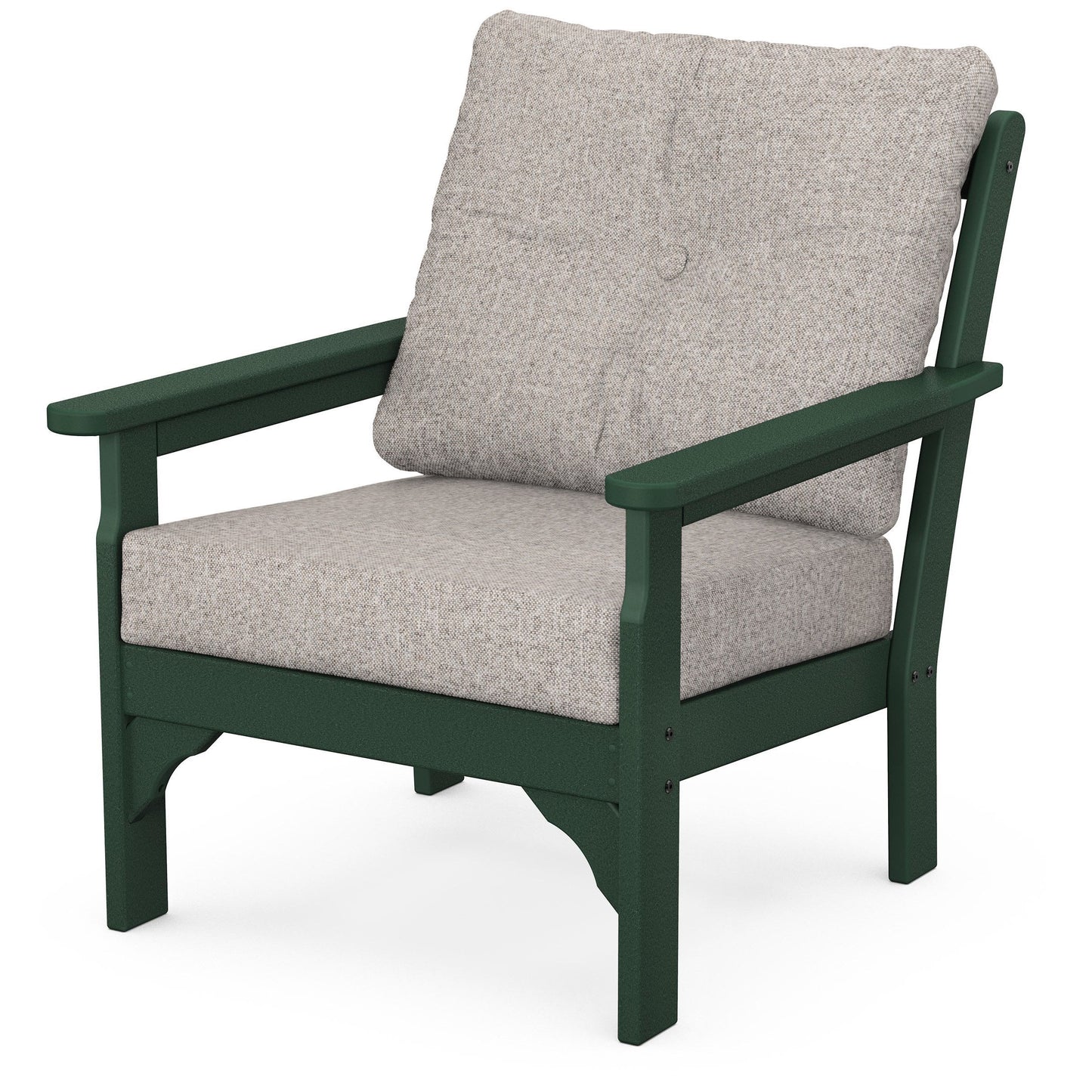 Vineyard Deep Seating Chair Green Frame Weathered Tweed Cushions, image 87