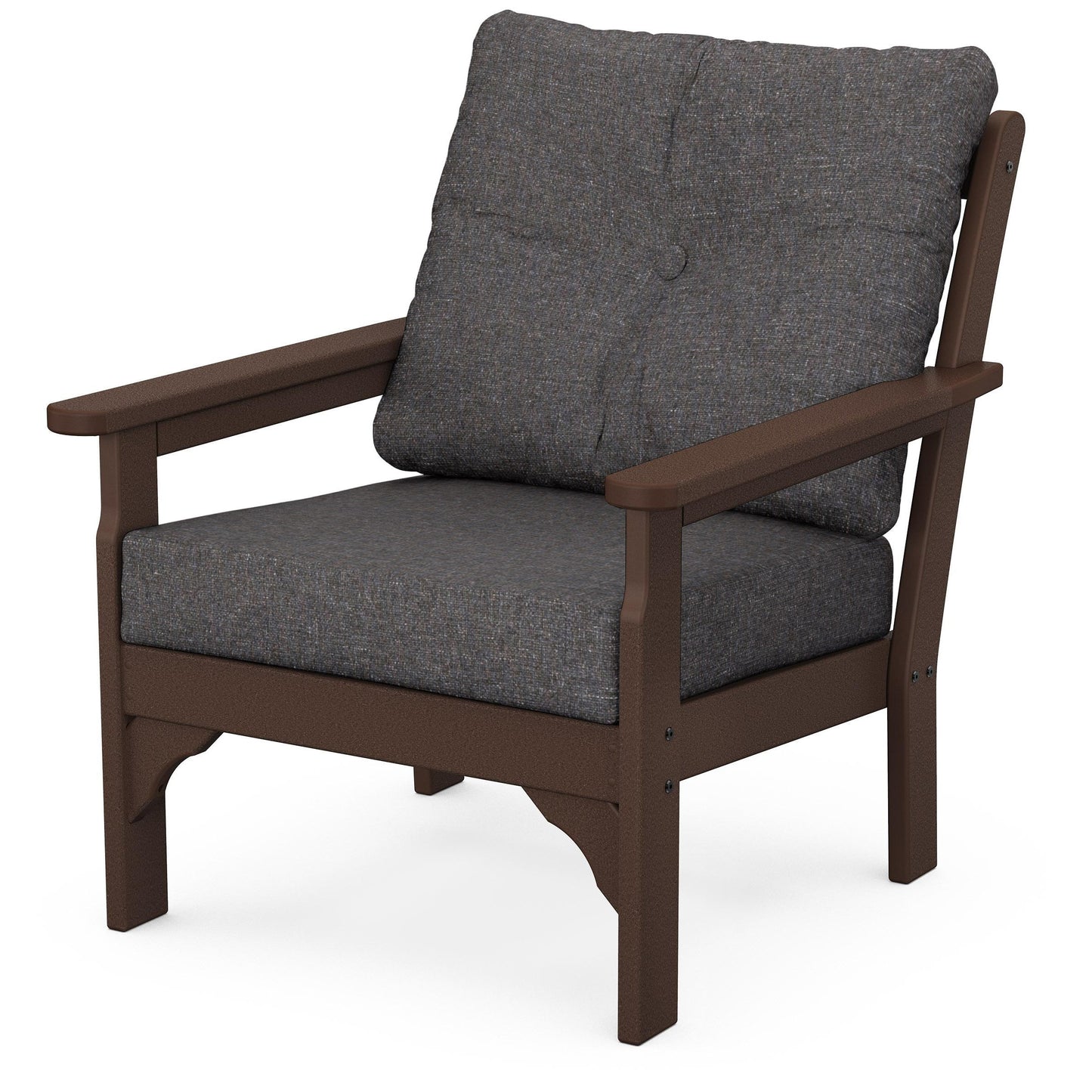 Vineyard Deep Seating Chair Mahogany Frame Ash Charcoal Cushions, image 7