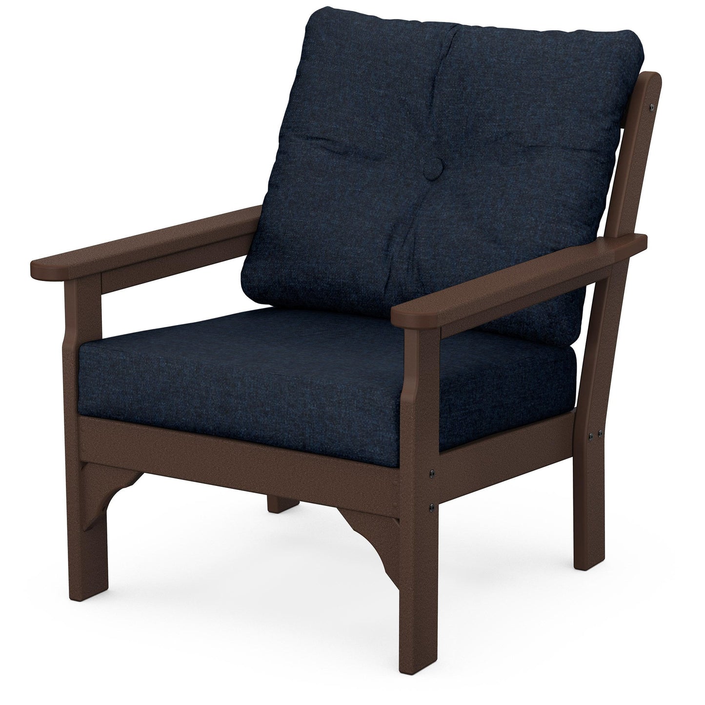 Vineyard Deep Seating Chair Mahogany Frame Marine Indigo Cushions, image 33