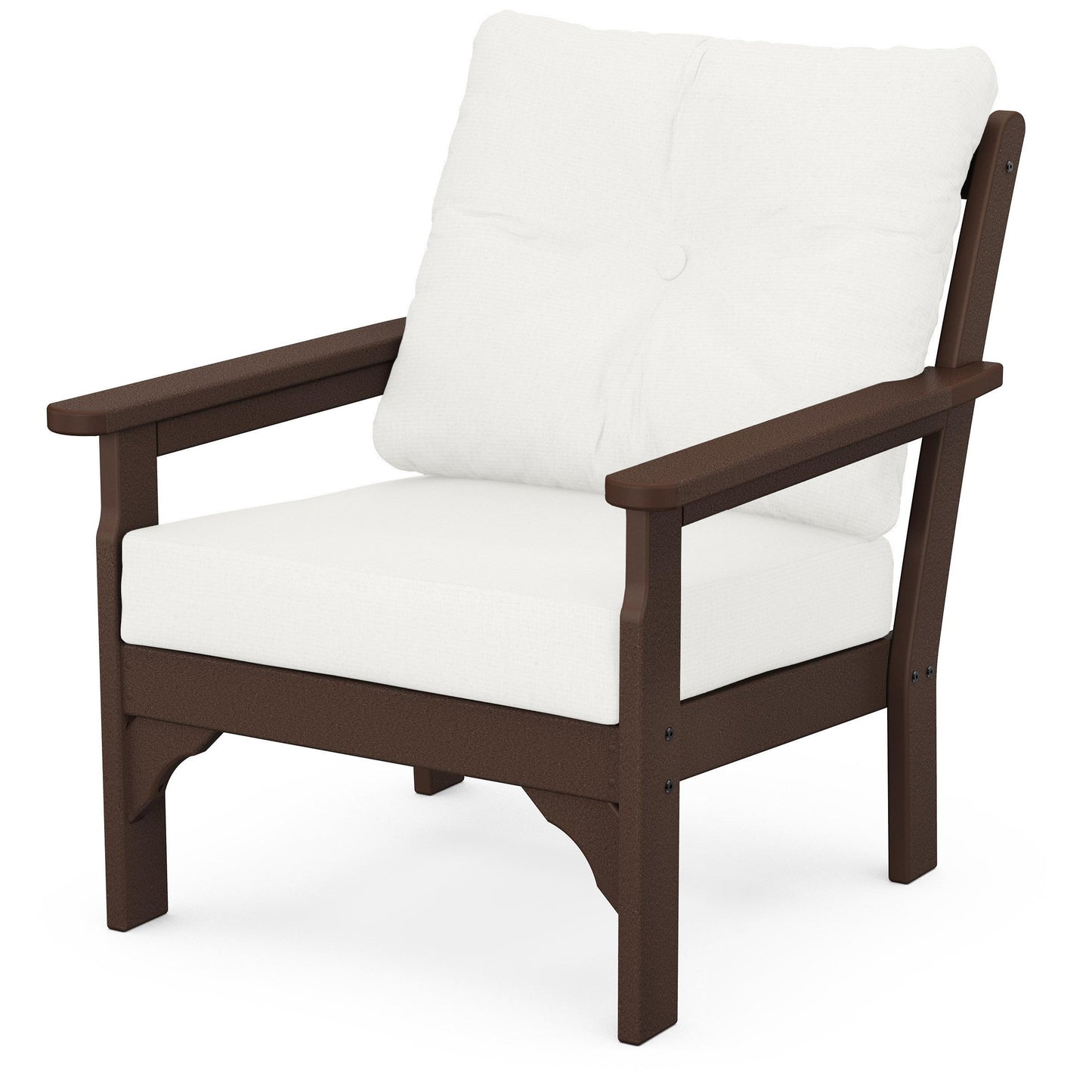Vineyard Deep Seating Chair Mahogany Frame Natural Linen Cushions, image 46