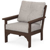 Vineyard Deep Seating Chair Mahogany Frame Weathered Tweed Cushions