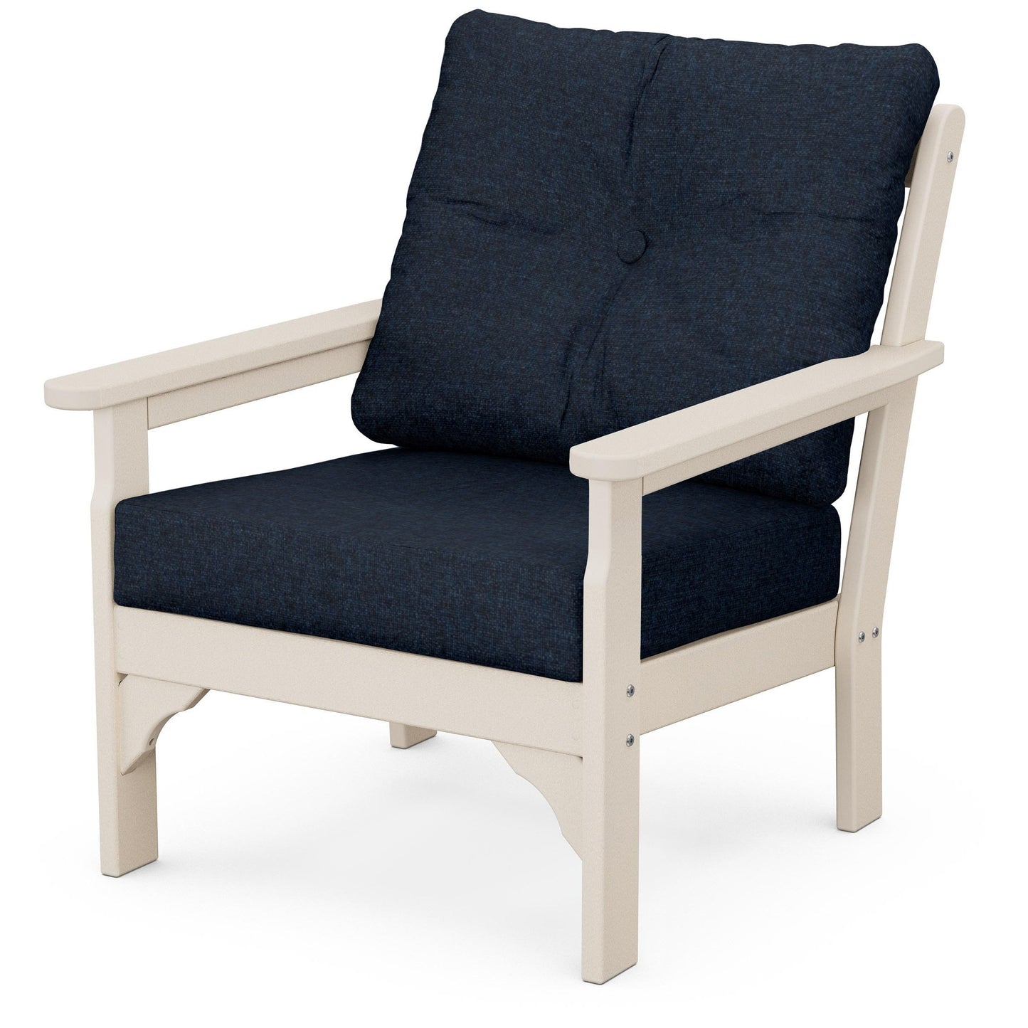 Vineyard Deep Seating Chair Sand Frame Marine Indigo Cushions, image 34