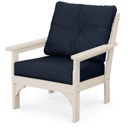 
                  Vineyard Deep Seating Chair Sand Frame Marine Indigo Cushions - Image 34
                