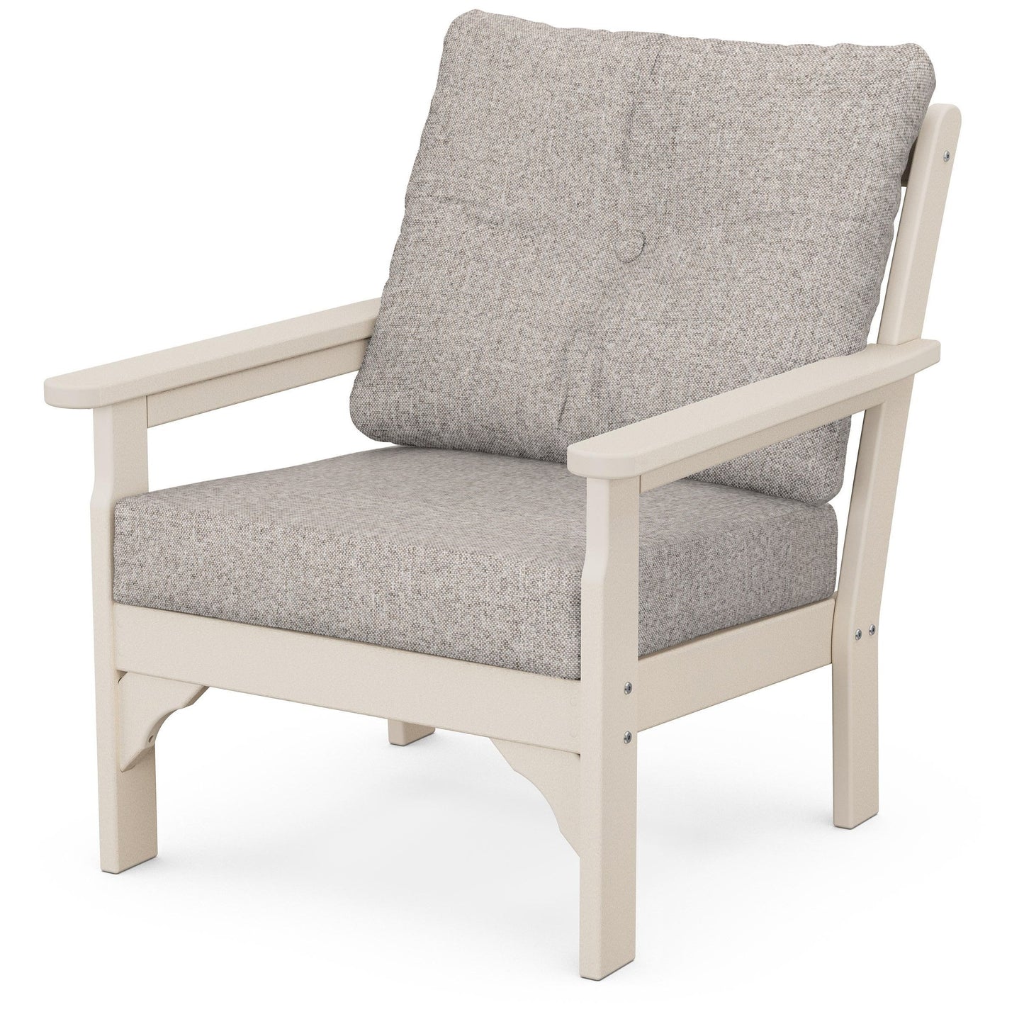 Vineyard Deep Seating Chair Sand Frame Weathered Tweed Cushions, image 86