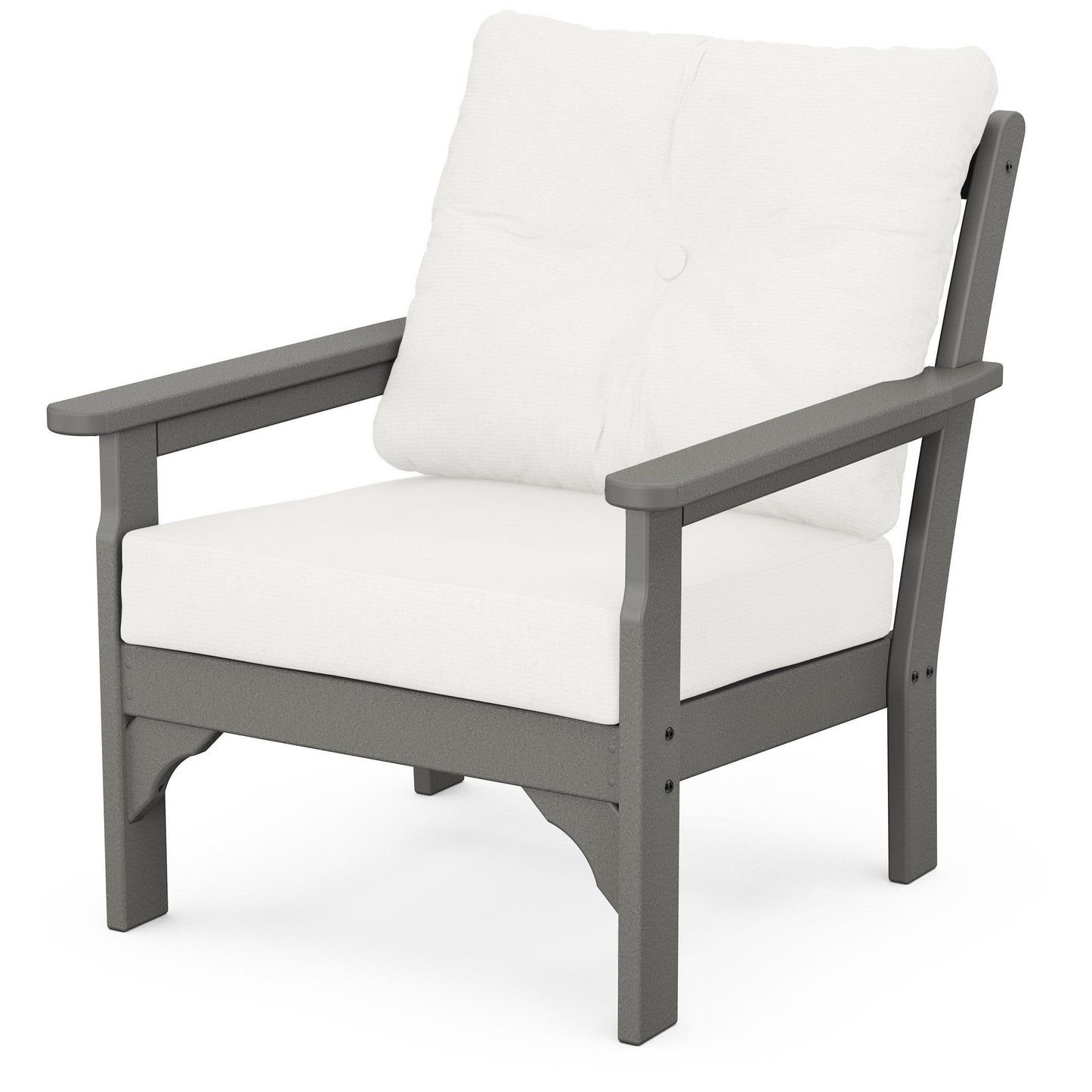 Vineyard Deep Seating Chair Slate Grey Frame Natural Linen Cushions, image 42