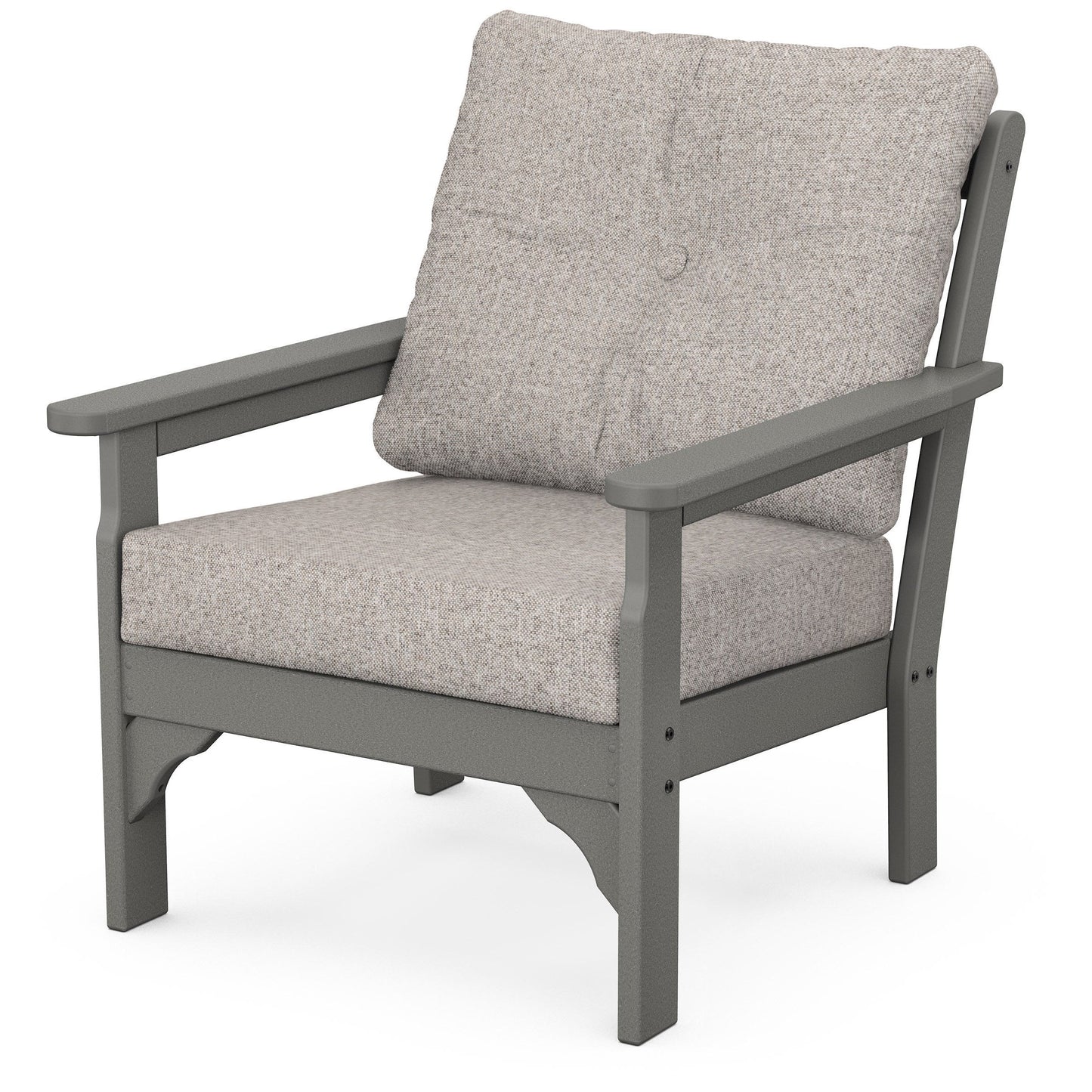 Vineyard Deep Seating Chair Slate Grey Frame Weathered Tweed Cushions, image 81