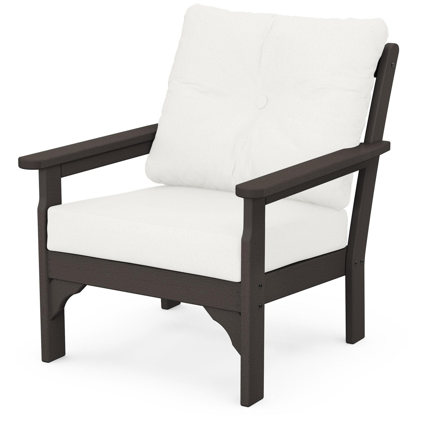 Vineyard Deep Seating Chair Vintage Coffee Frame Natural Linen Cushions, image 49