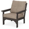 Vineyard Deep Seating Chair Vintage Coffee Frame Spiced Burlap Cushions
