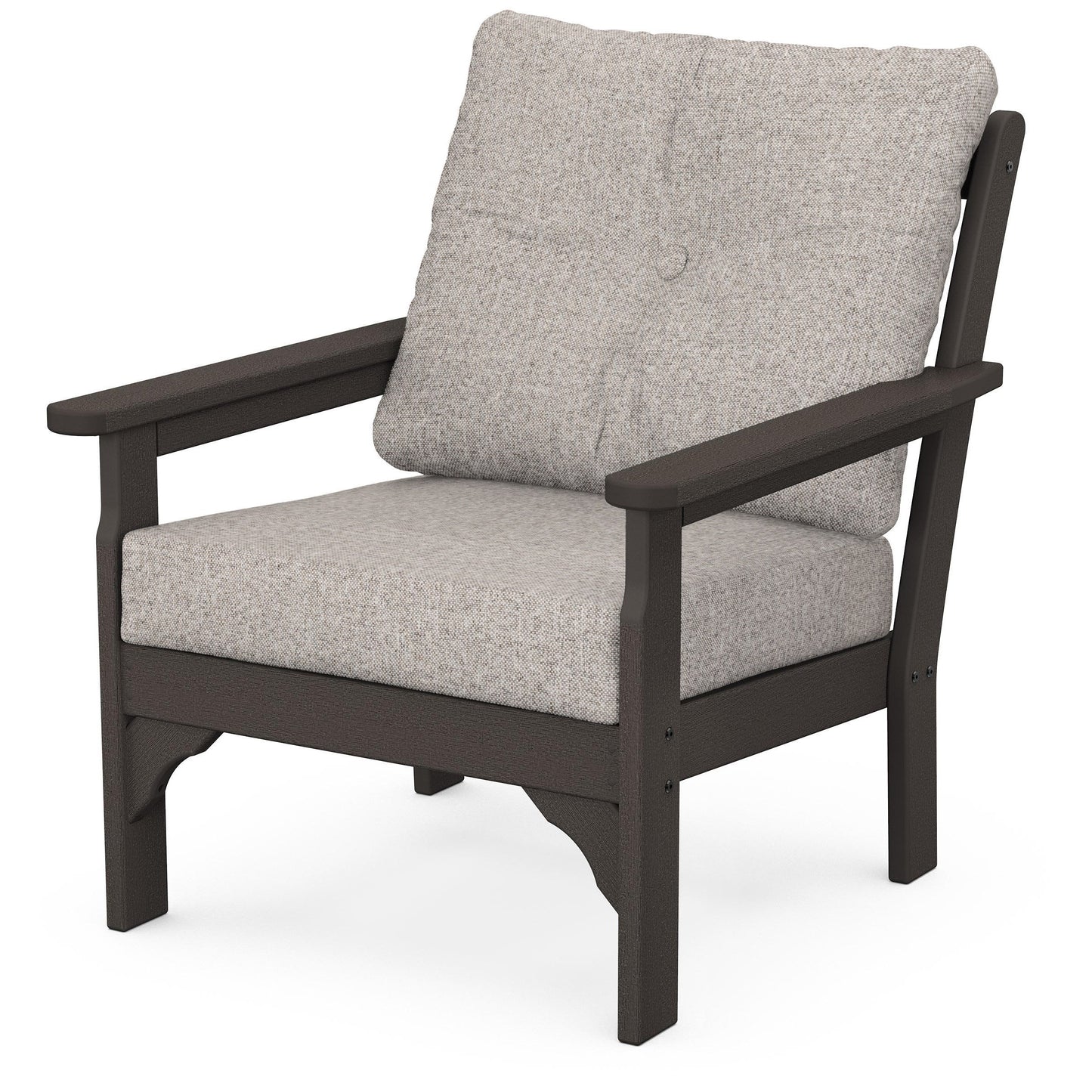 Vineyard Deep Seating Chair Vintage Coffee Frame Weathered Tweed Cushions, image 88