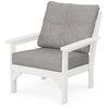 Vineyard Deep Seating Chair Vintage White Frame Grey Mist Cushions