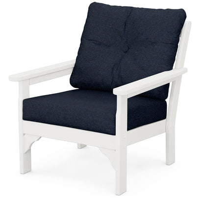 
                  Vineyard Deep Seating Chair Vintage White Frame Marine Indigo Cushions - Image 38
                