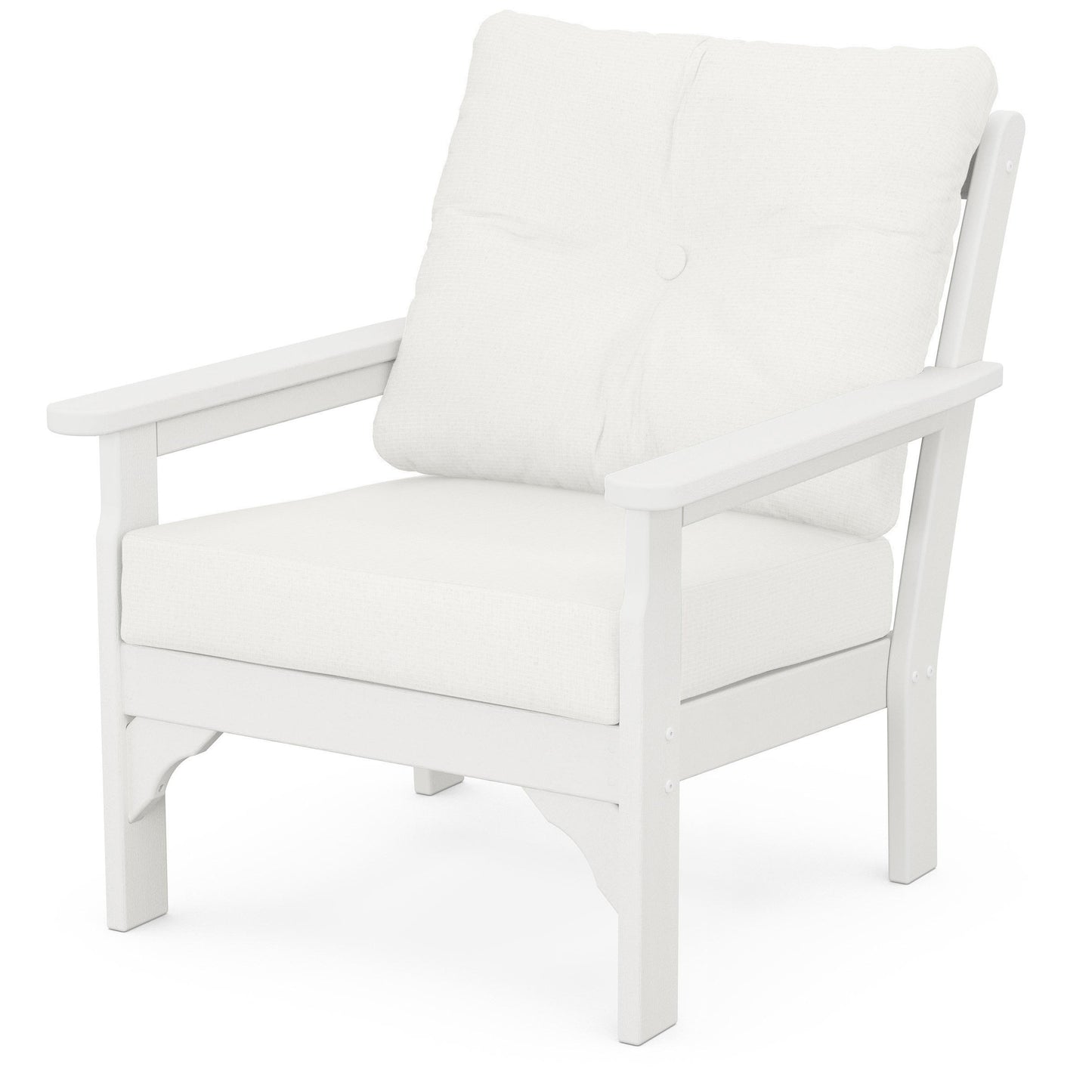 Vineyard Deep Seating Chair Vintage White Frame Natural Linen Cushions, image 51