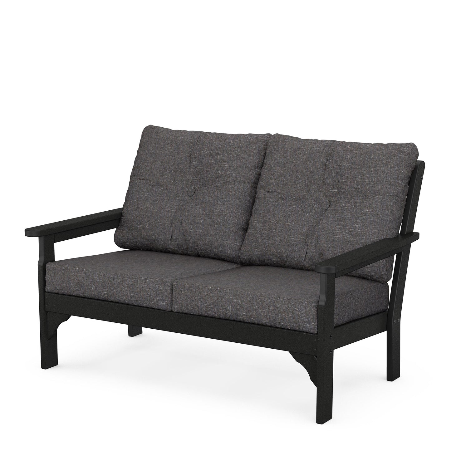 Vineyard Deep Seating Loveseat Black Frame Ash Charcoal Cushions, image 5