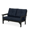 Vineyard Deep Seating Loveseat Black Frame Marine Indigo Cushions