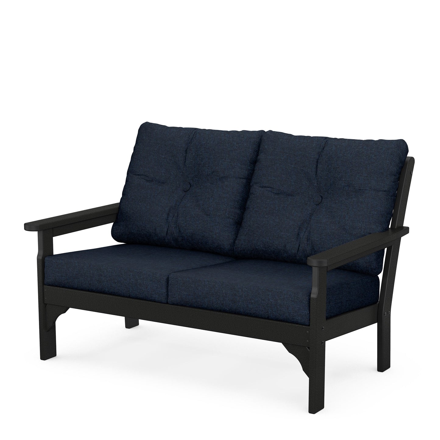 Vineyard Deep Seating Loveseat Black Frame Marine Indigo Cushions, image 33