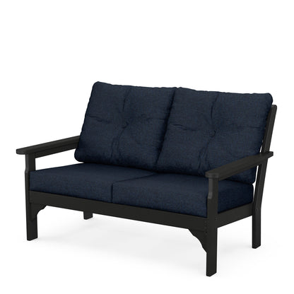
                  Vineyard Deep Seating Loveseat Black Frame Marine Indigo Cushions - Image 33
                
