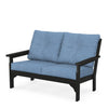Vineyard Deep Seating Loveseat Black Frame Sky Blue Cushions