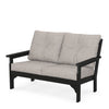 Vineyard Deep Seating Loveseat Black Frame Weathered Tweed Cushions