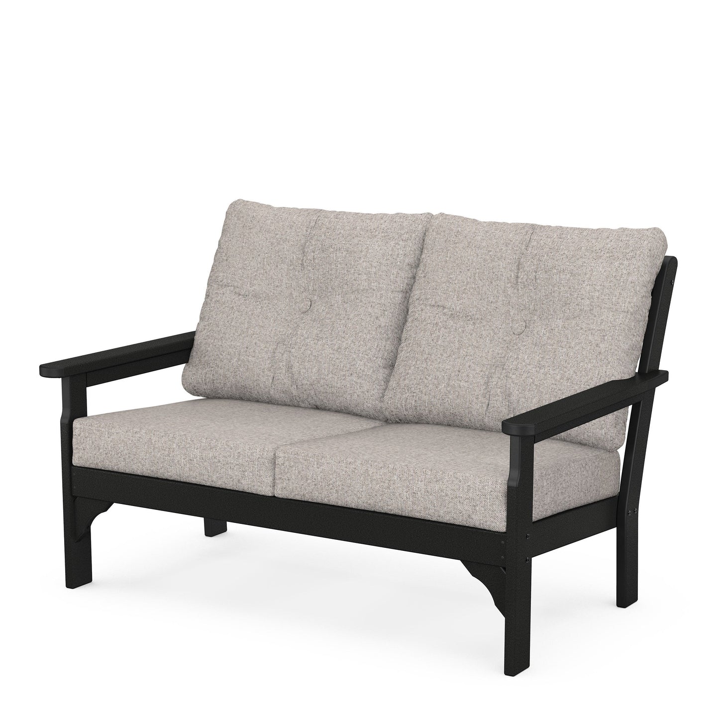 Vineyard Deep Seating Loveseat Black Frame Weathered Tweed Cushions, image 83