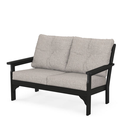 
                  Vineyard Deep Seating Loveseat Black Frame Weathered Tweed Cushions - Image 83
                