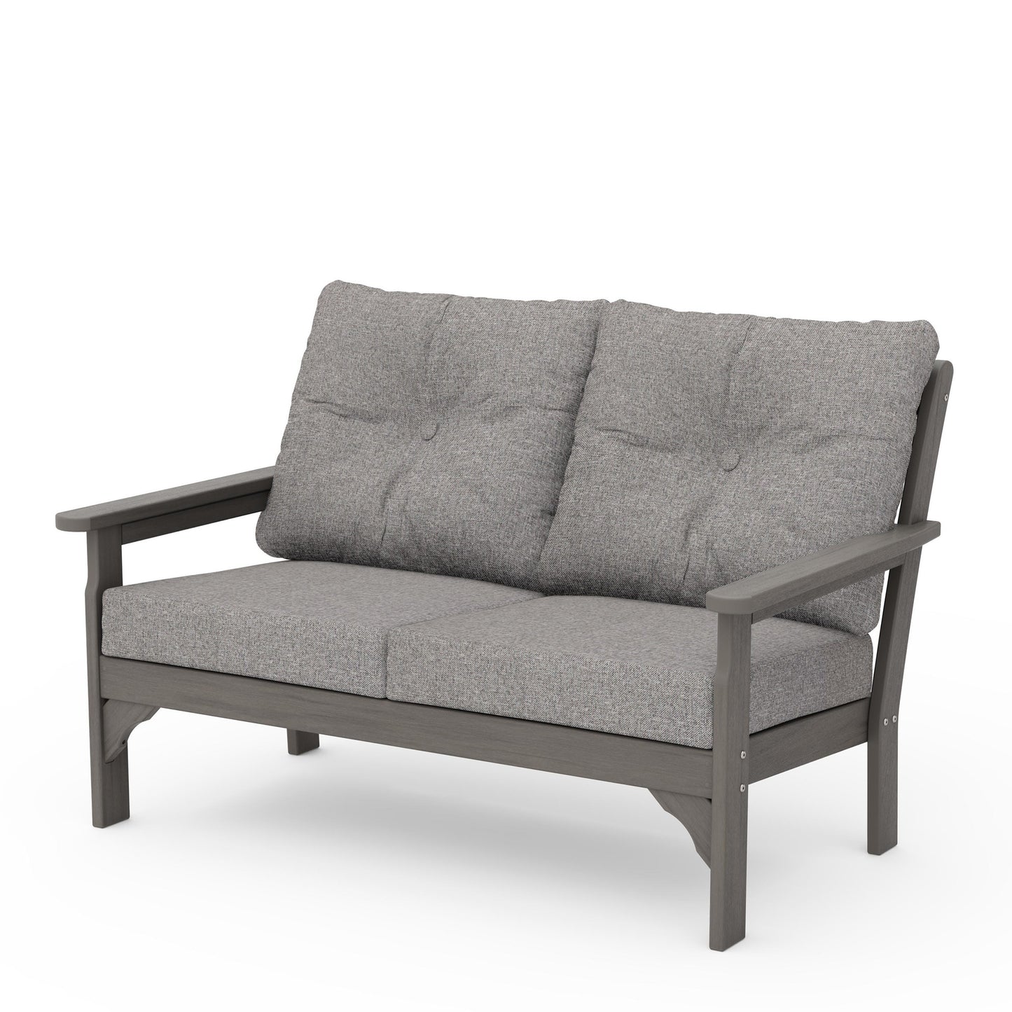 Vineyard Deep Seating Loveseat Driftwood Frame Grey Mist Cushions, image 29