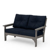 Vineyard Deep Seating Loveseat Driftwood Frame Marine Indigo Cushions