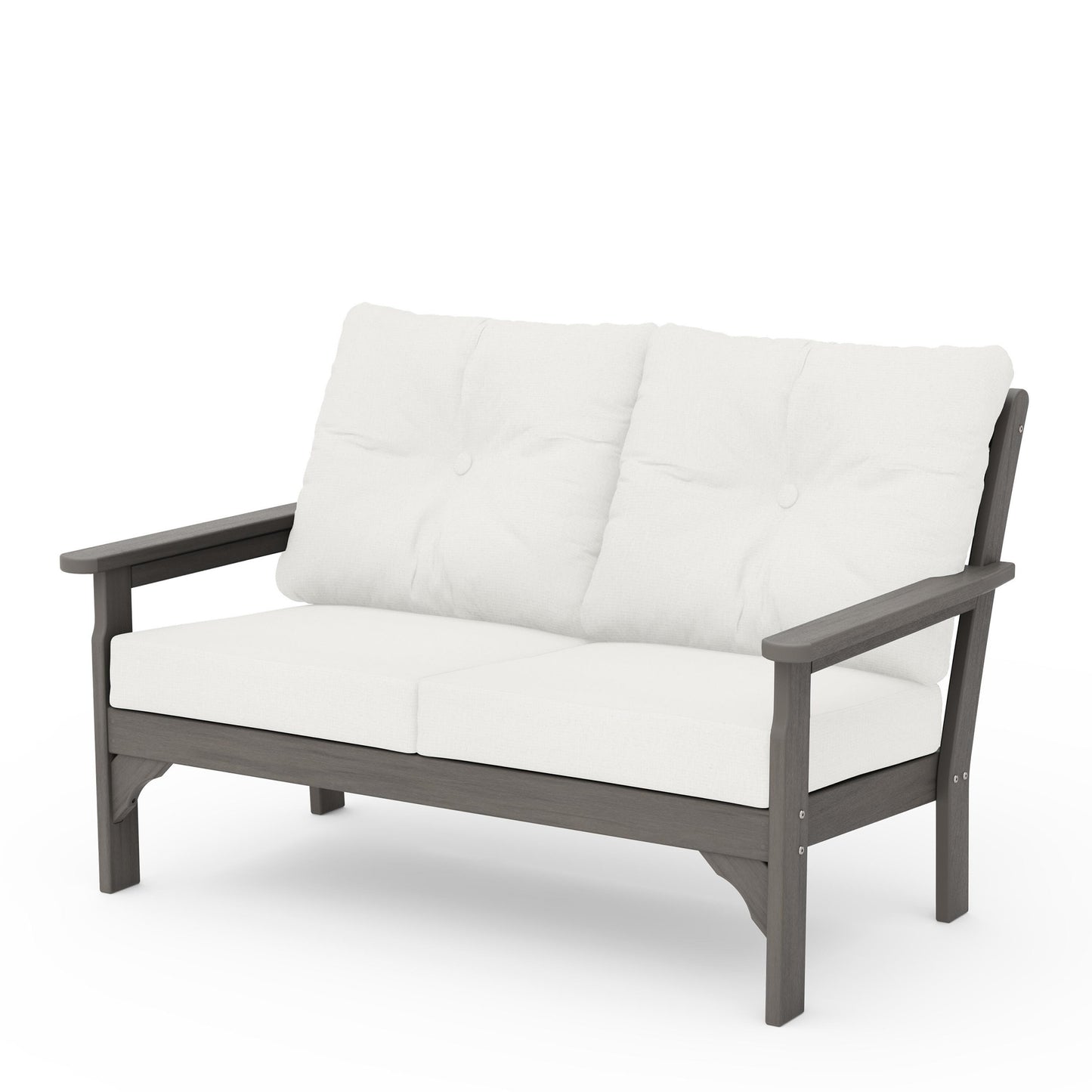Vineyard Deep Seating Loveseat Driftwood Frame Natural Linen Cushions, image 55