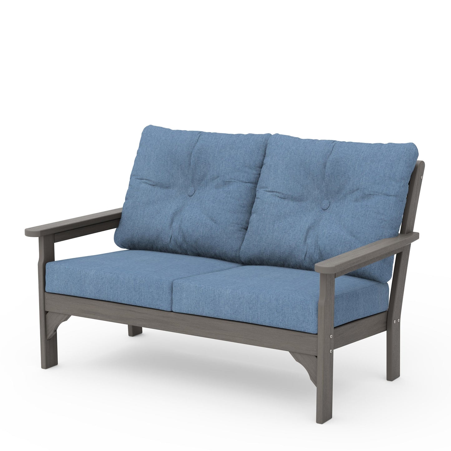 Vineyard Deep Seating Loveseat Driftwood Frame Sky Blue Cushions, image 68