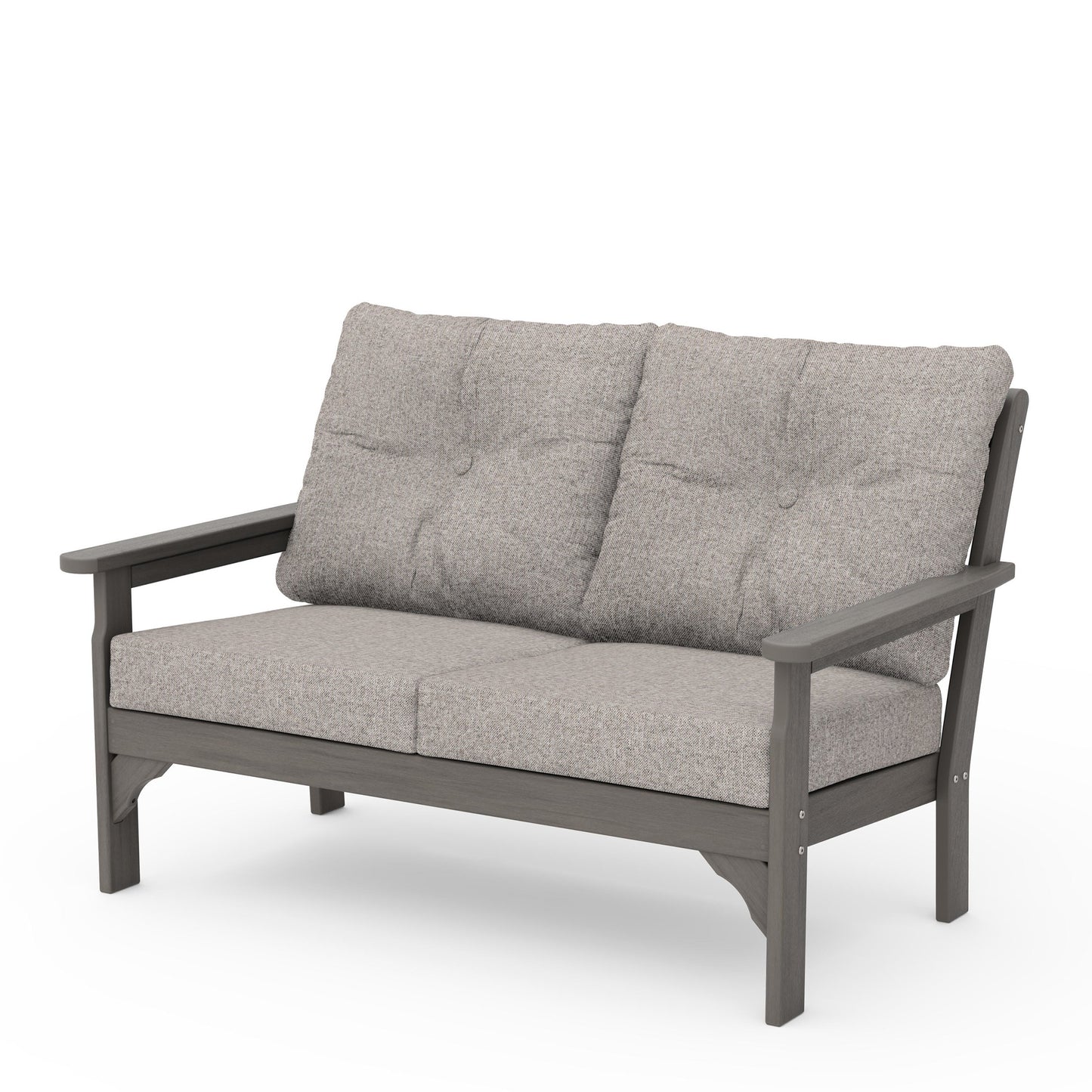 Vineyard Deep Seating Loveseat Driftwood Frame Weathered Tweed Cushions, image 94