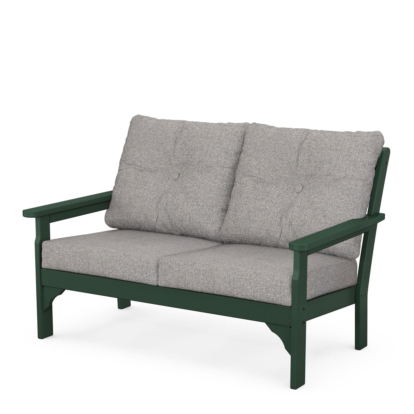Vineyard Deep Seating Loveseat Green Frame Grey Mist Cushions, image 24