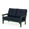 Vineyard Deep Seating Loveseat Green Frame Marine Indigo Cushions