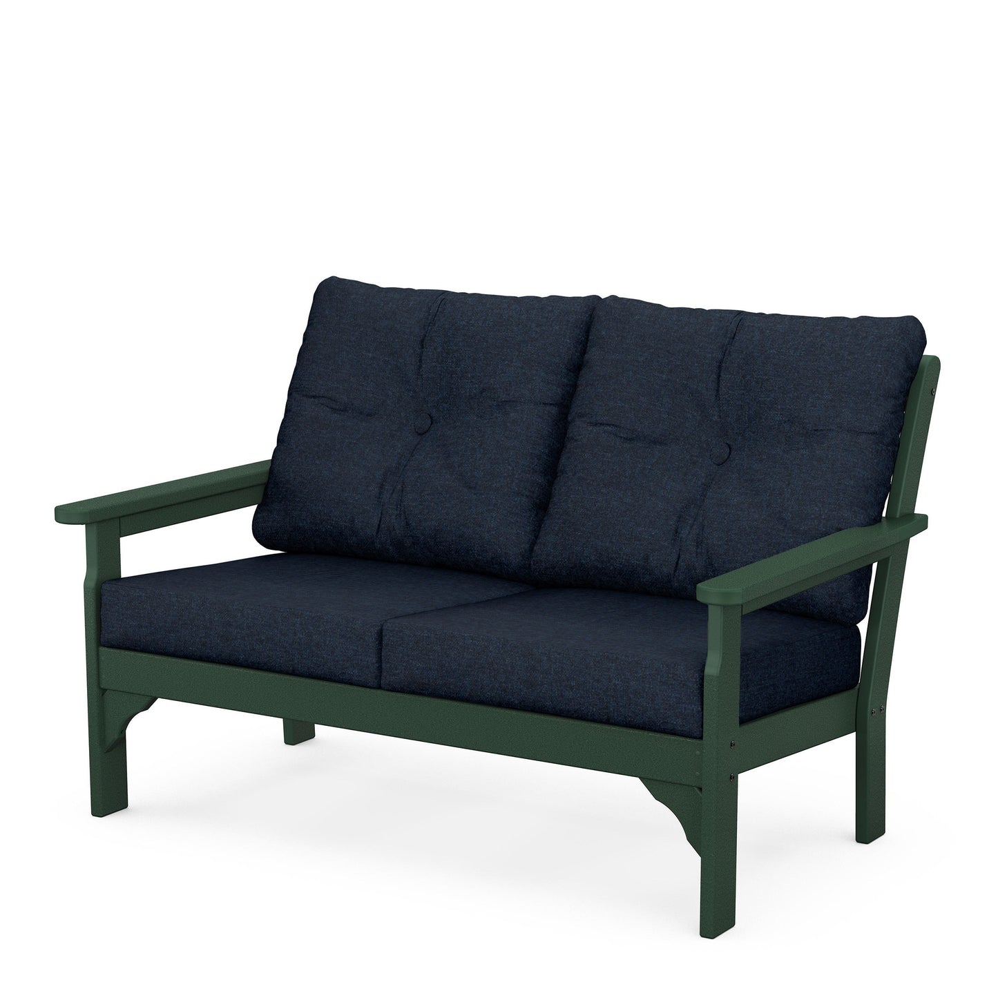 Vineyard Deep Seating Loveseat Green Frame Marine Indigo Cushions, image 37