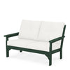 Vineyard Deep Seating Loveseat Green Frame Natural Linen Cushions