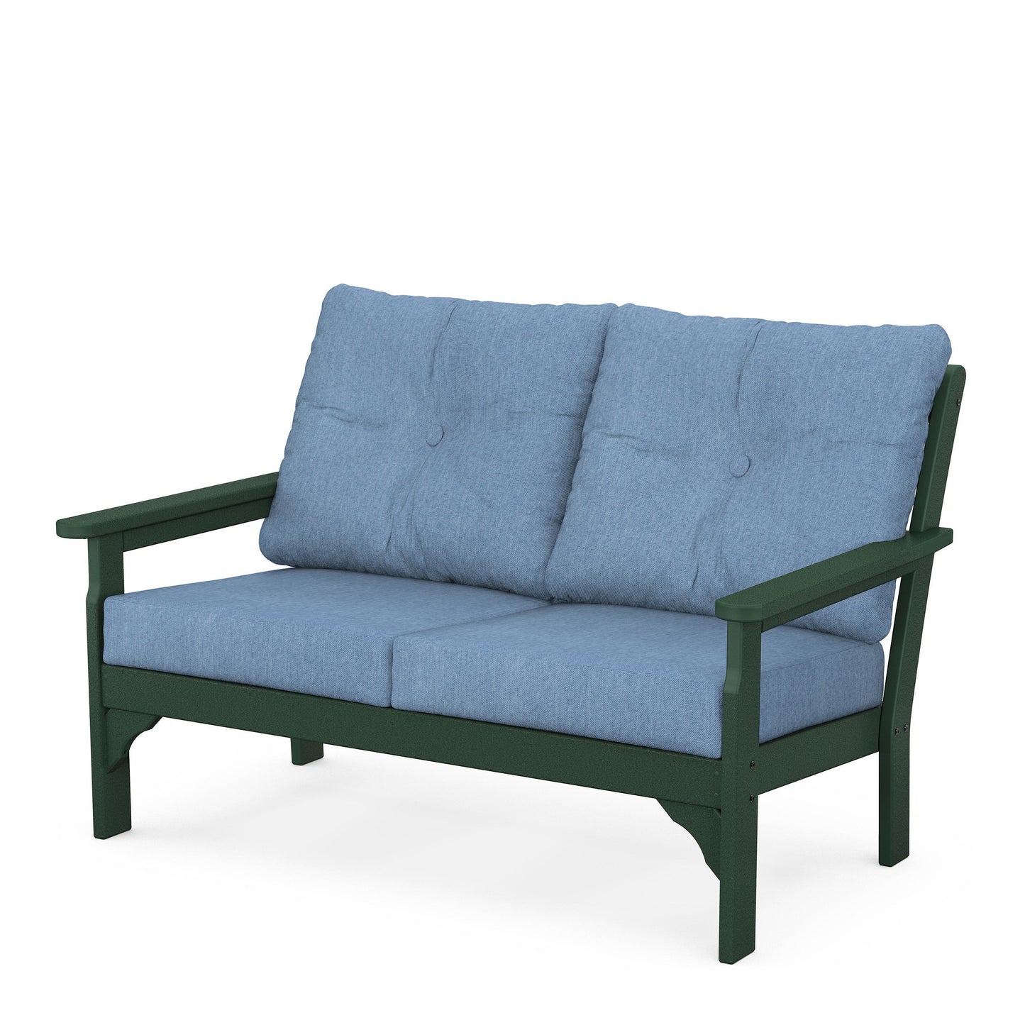 Vineyard Deep Seating Loveseat Green Frame Sky Blue Cushions, image 62