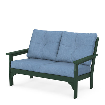 
                  Vineyard Deep Seating Loveseat Green Frame Sky Blue Cushions - Image 62
                