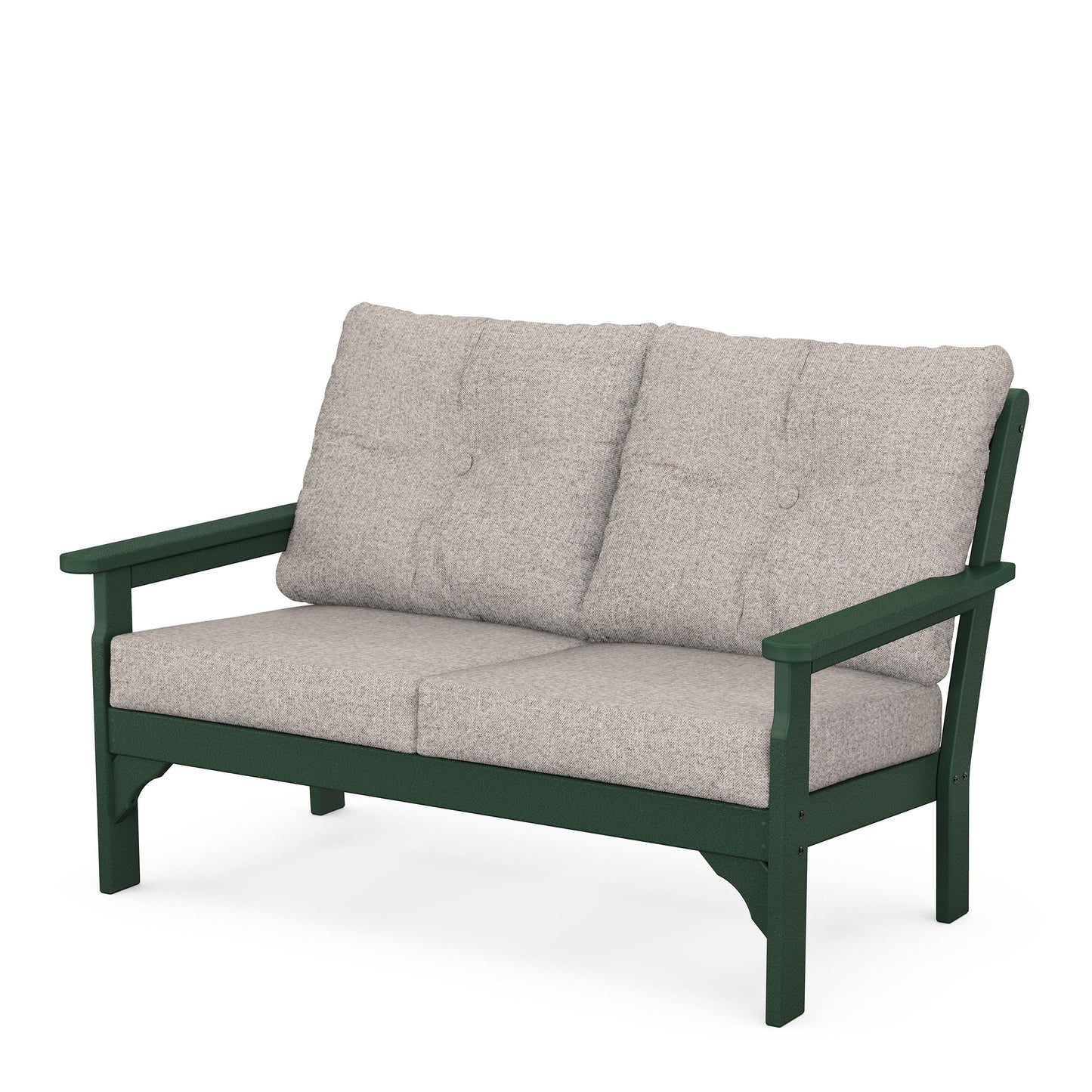 Vineyard Deep Seating Loveseat Green Frame Weathered Tweed Cushions, image 88