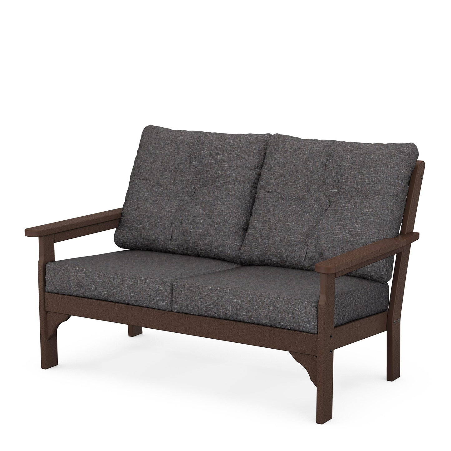 Vineyard Deep Seating Loveseat Mahogany Frame Ash Charcoal Cushions, image 8