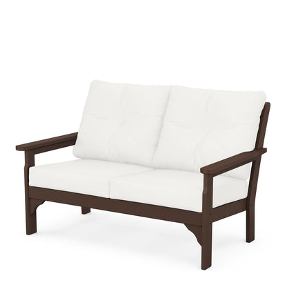 
                  Vineyard Deep Seating Loveseat Mahogany Frame Natural Linen Cushions - Image 47
                