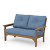 Vineyard Deep Seating Loveseat Natural Frame Sky Blue Cushions