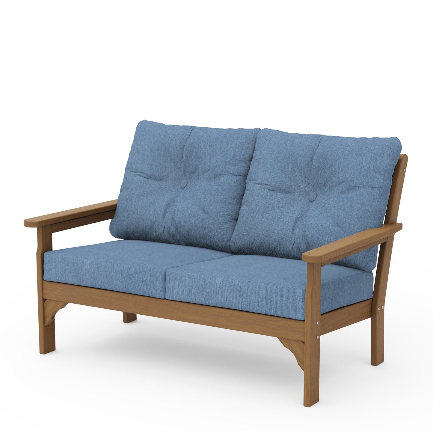 Vineyard Deep Seating Loveseat Natural Frame Sky Blue Cushions, image 67