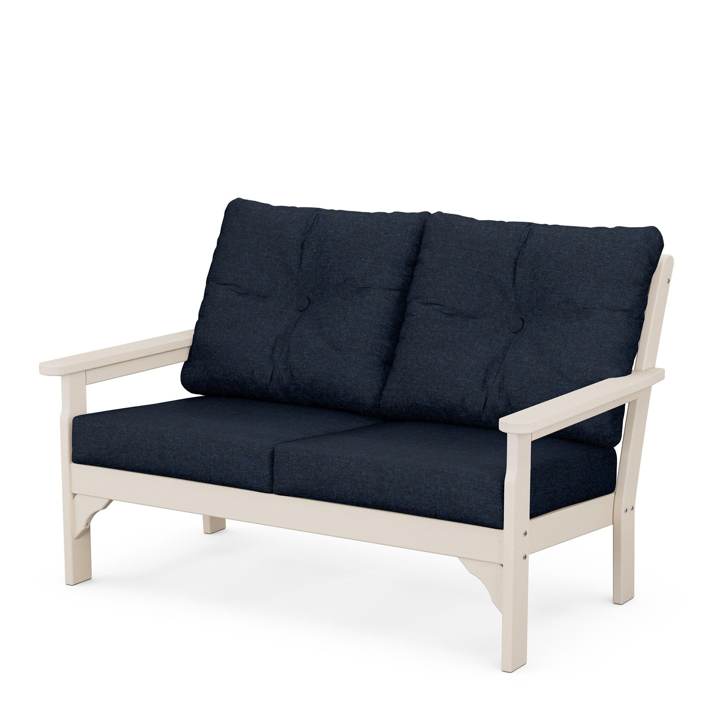 Vineyard Deep Seating Loveseat Sand Frame Marine Indigo Cushions, image 36