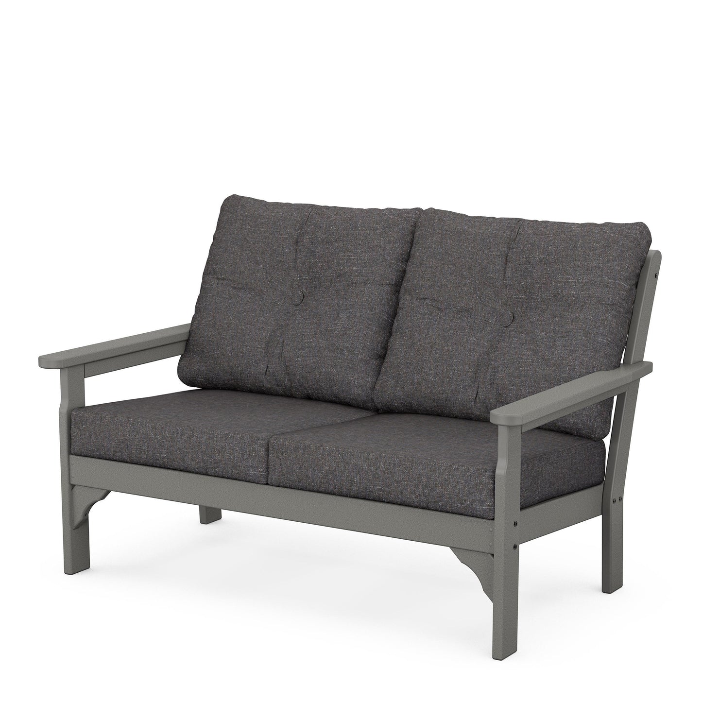 Vineyard Deep Seating Loveseat Slate Grey Frame Ash Charcoal Cushions, image 1