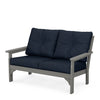 Vineyard Deep Seating Loveseat Slate Grey Frame Marine Indigo Cushions