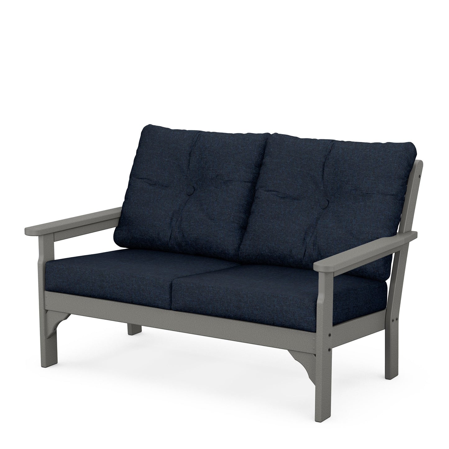 Vineyard Deep Seating Loveseat Slate Grey Frame Marine Indigo Cushions, image 32