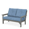 Vineyard Deep Seating Loveseat Slate Grey Frame Sky Blue Cushions