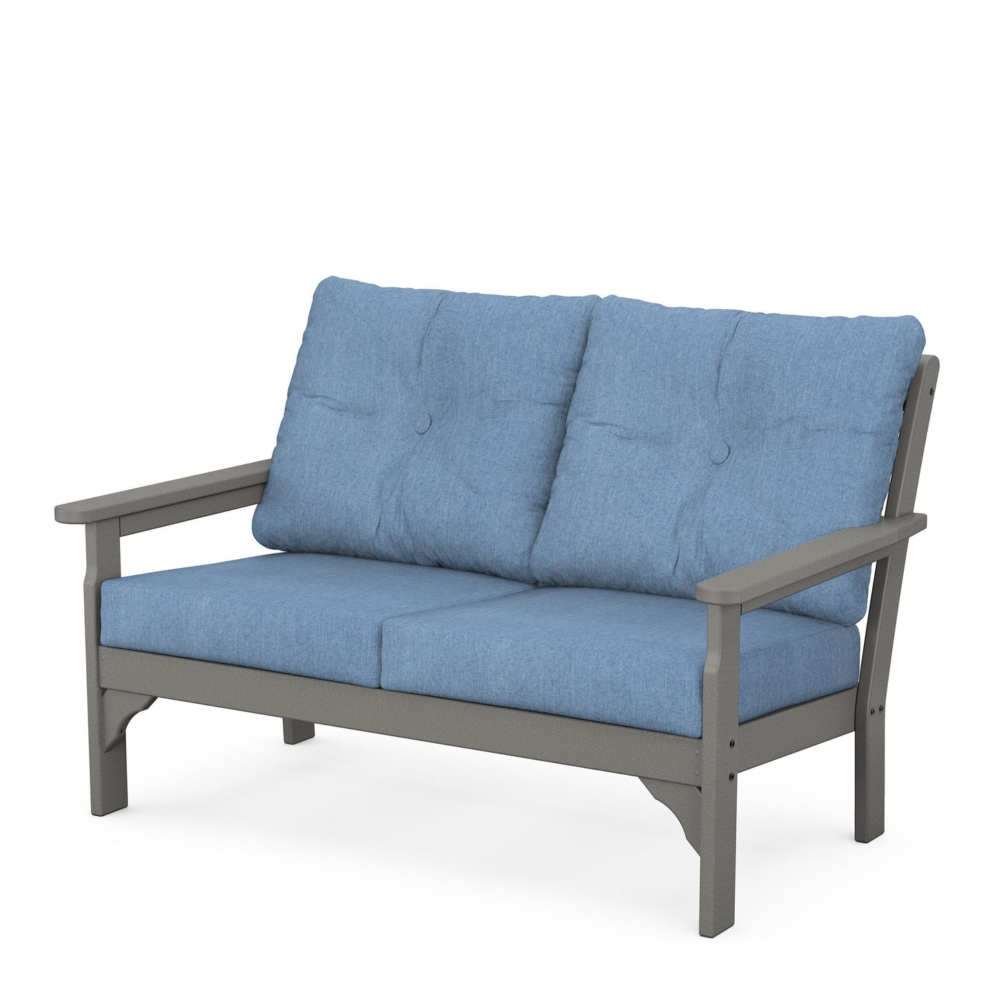 Vineyard Deep Seating Loveseat Slate Grey Frame Sky Blue Cushions, image 56