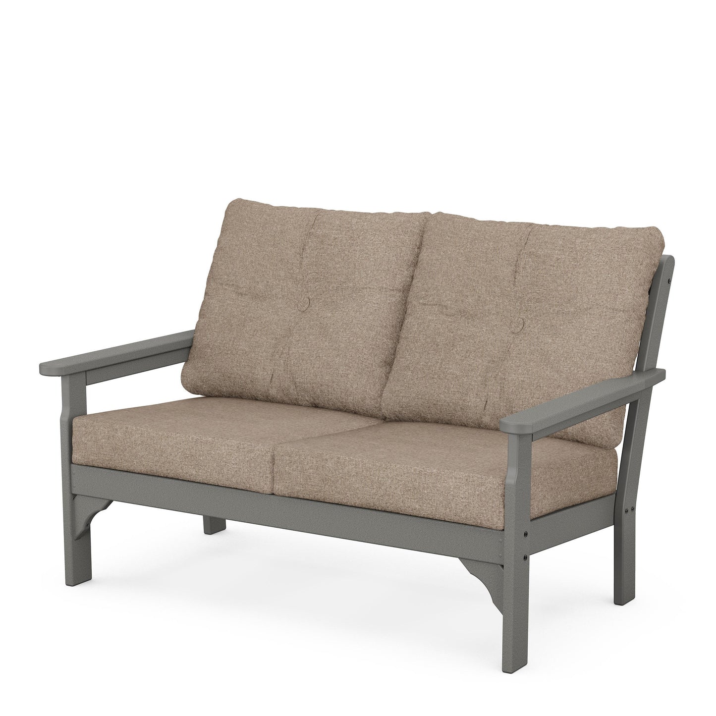 Vineyard Deep Seating Loveseat Slate Grey Frame Spiced Burlap Cushions, image 69