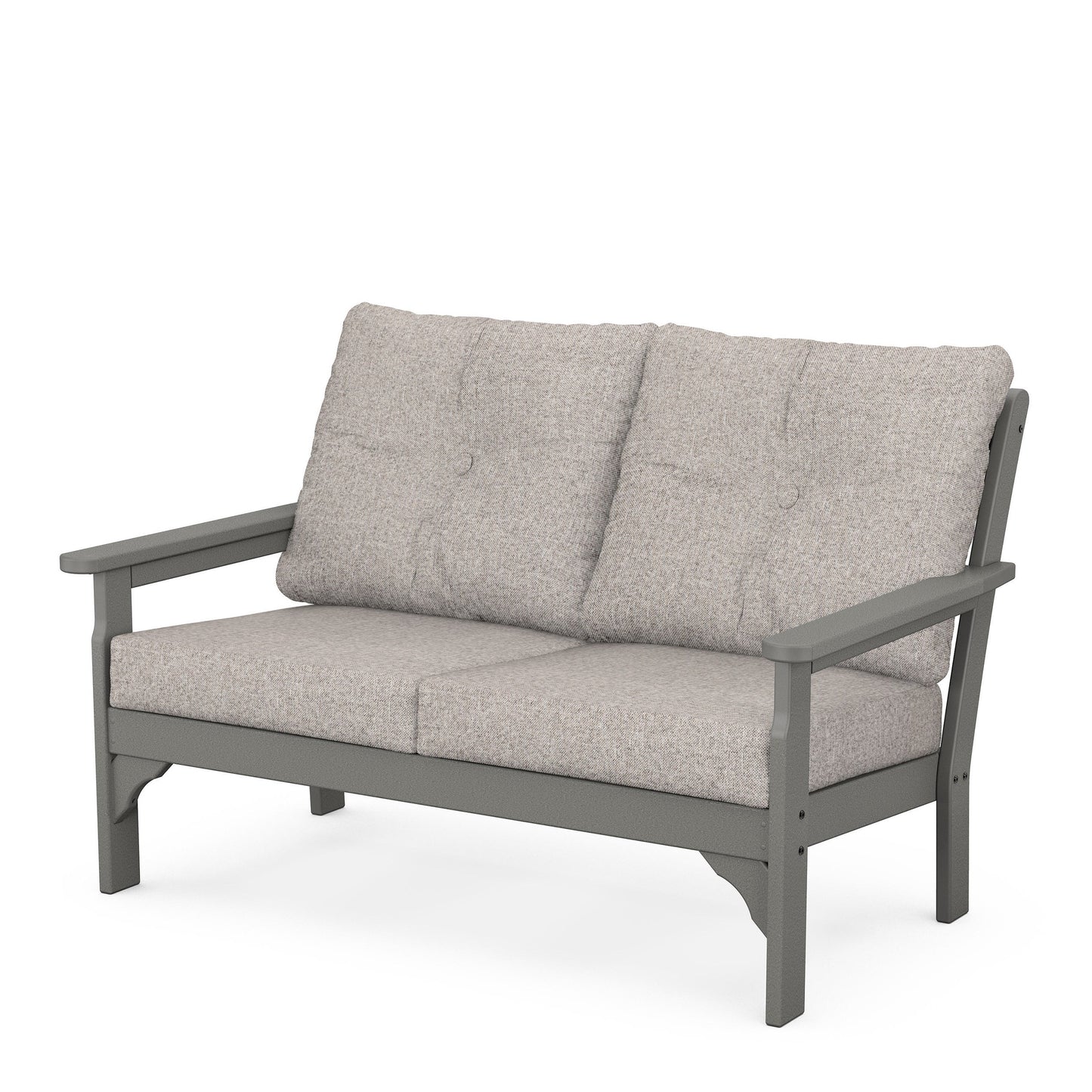 Vineyard Deep Seating Loveseat Slate Grey Frame Weathered Tweed Cushions, image 82