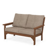 Vineyard Deep Seating Loveseat Teak Frame Spiced Burlap Cushions